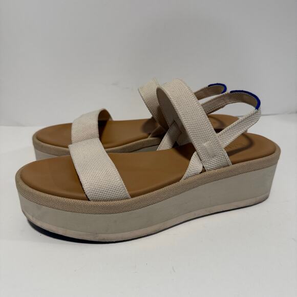 Rothy's Women's Lightweight Wedge Sandal Platform Strappy Stretch Cream 10 - Picture 2 of 7
